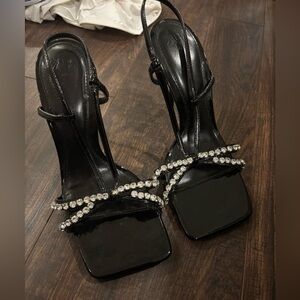 Zara women’s rhinestone heels black size 40